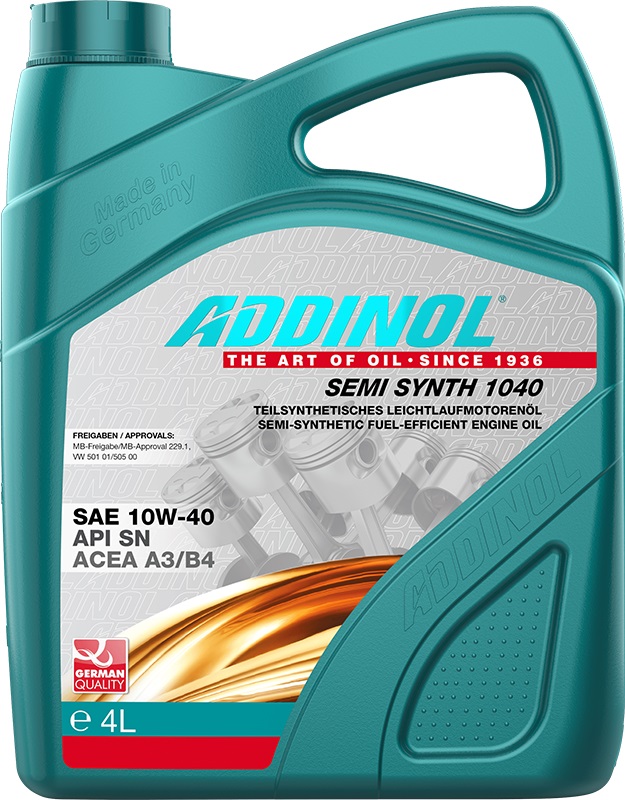 Addinol 4014766249968 Моторное масло Addinol Semi Synth 1040 10W-40, 4л 4014766249968: Отличная цена - Купить в Польше на 2407.PL!