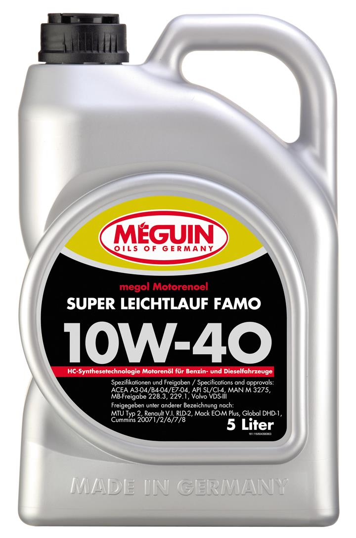 Meguin 4356 Olej silnikowy Megun SUPER LL FAMO 10W-40, API SL/CI-4, ACEA A3/B4/E7, 5L 4356: Dobra cena w Polsce na 2407.PL - Kup Teraz!