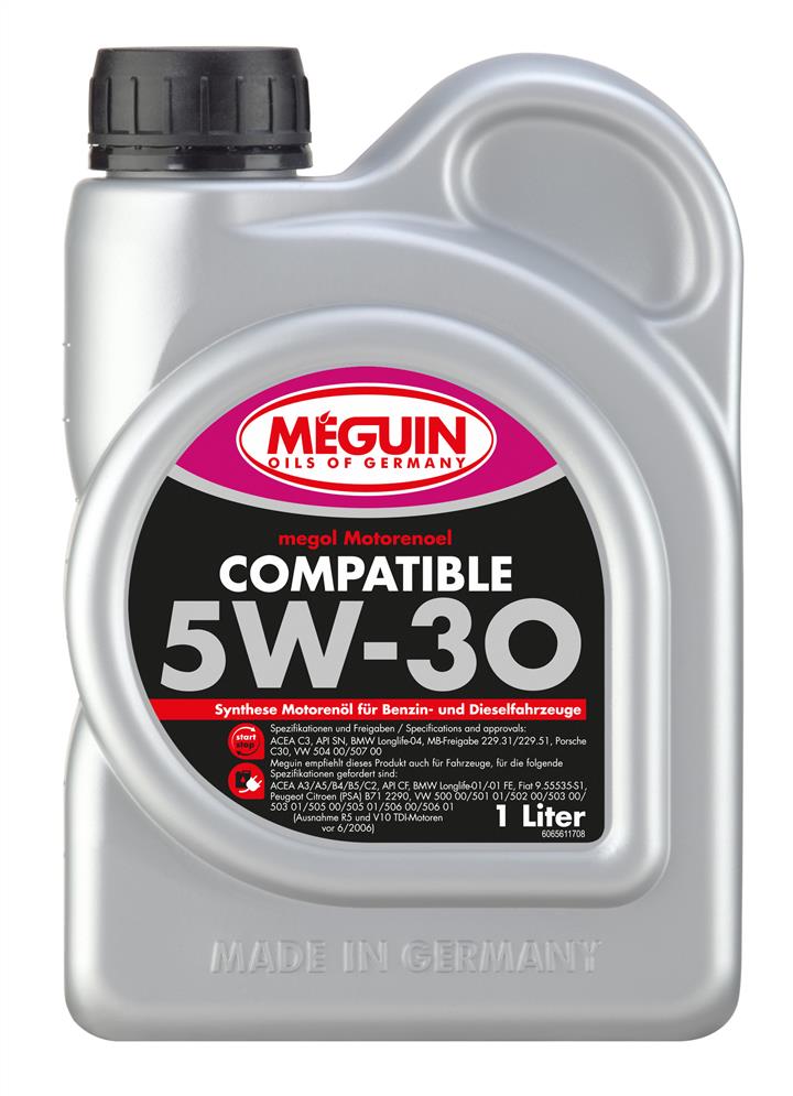 Meguin 6561 Моторное масло Meguin Compatible 5W-30, 1л 6561: Отличная цена - Купить в Польше на 2407.PL!