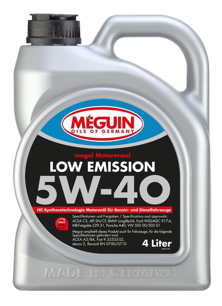 Meguin 6675 Engine oil Meguin Low Emission 5W-40, 4L 6675: Buy near me in Poland at 2407.PL - Good price!