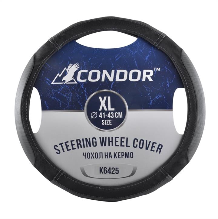 Condor K6425 Steering wheel coverl XL (41-43cm) black with grey K6425: Buy near me in Poland at 2407.PL - Good price!