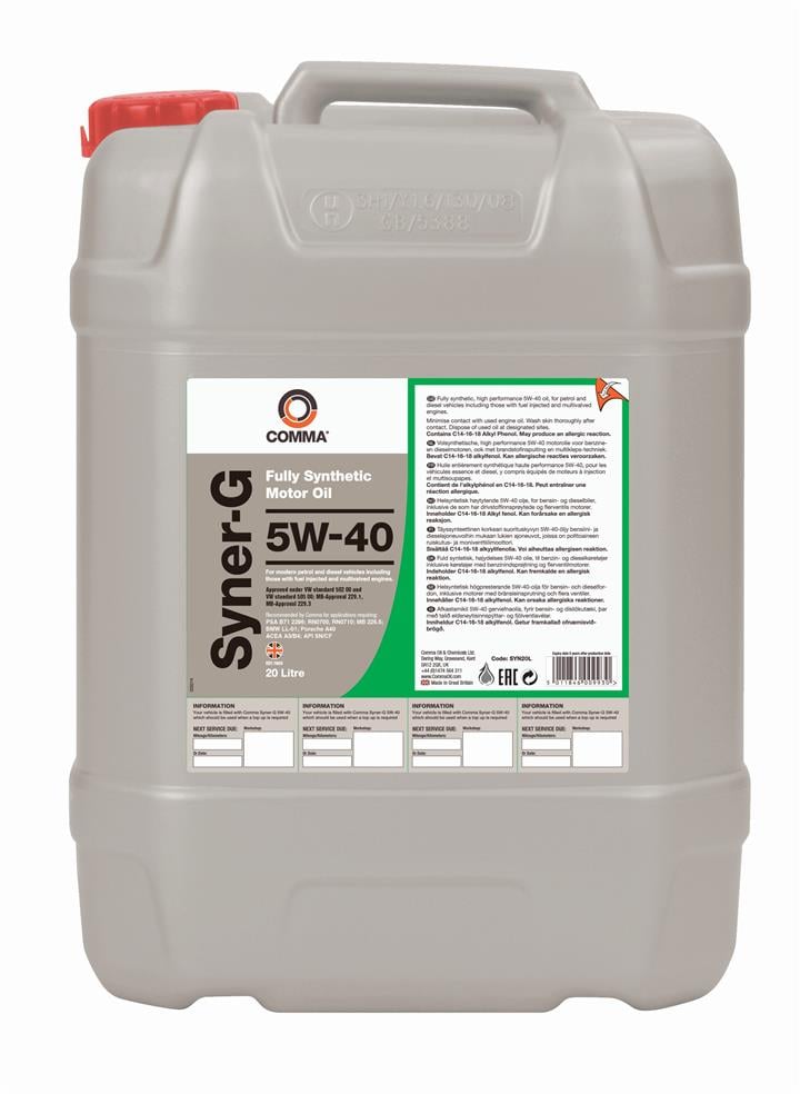 Comma SYN20L Engine oil Comma Syner-G 5W-40, 20L SYN20L: Buy near me in Poland at 2407.PL - Good price!