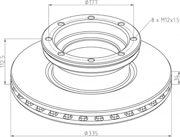 01667800A PE Automotive Rear vented brake disc