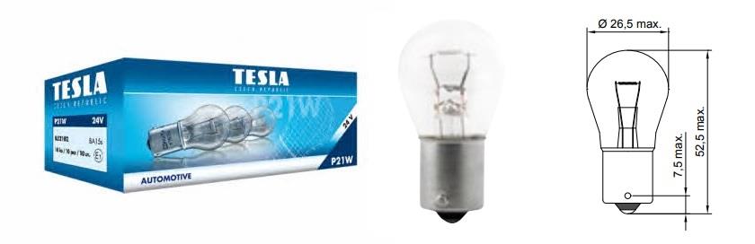 Tesla B52102 Glow bulb P21W 24V 21W B52102: Buy near me in Poland at 2407.PL - Good price!