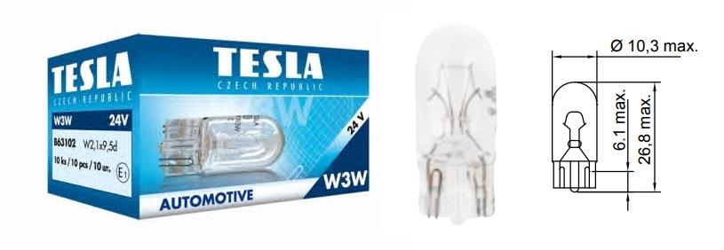 Tesla B63102 Лампа накаливания W3W 24V 3W B63102: Отличная цена - Купить в Польше на 2407.PL!
