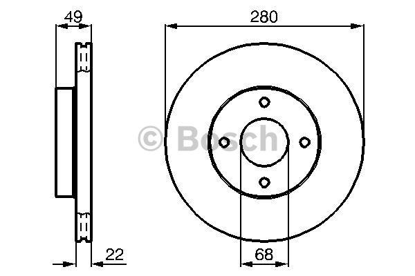 Front brake disc ventilated Bosch 0 986 478 728