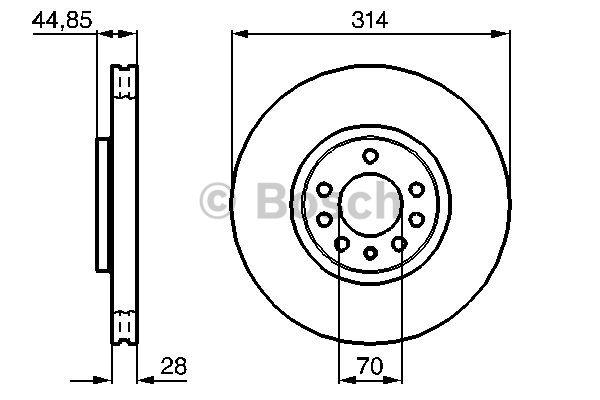 Front brake disc ventilated Bosch 0 986 479 143
