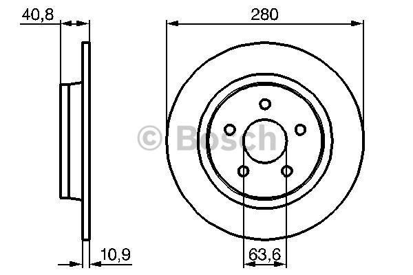 Rear brake disc, non-ventilated Bosch 0 986 479 170