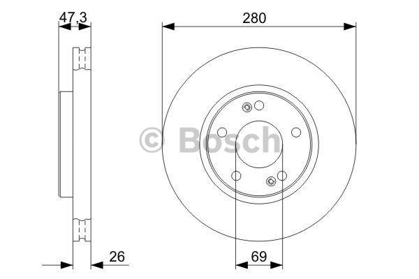 Bosch Диск гальмівний передній вентильований – ціна 163 PLN