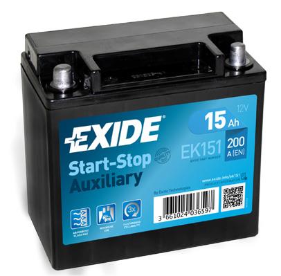 Exide EK151 Akumulator Exide Start-Stop Auxiliary 12V 15AH 200A(EN) L+ EK151: Dobra cena w Polsce na 2407.PL - Kup Teraz!