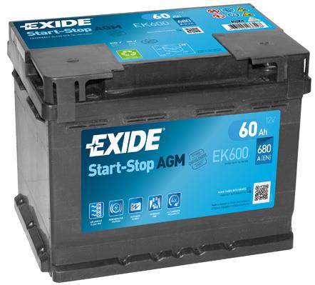 Exide EK600 Akumulator Exide Start-Stop AGM 12V 60AH 680A(EN) R+ EK600: Dobra cena w Polsce na 2407.PL - Kup Teraz!