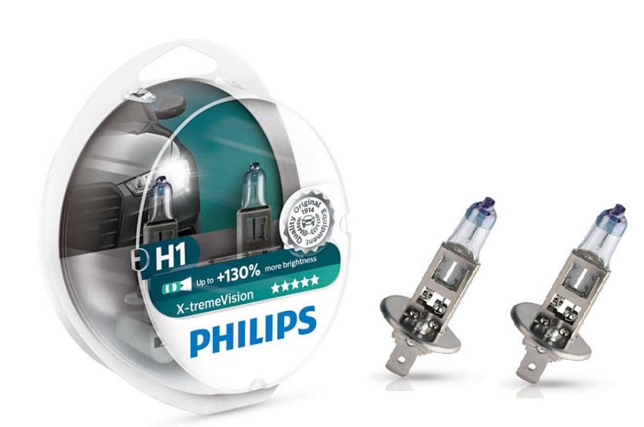 Halogen lamp Philips X-Tremevision +130% 12V H1 55W +130% Philips 12258XV+S2