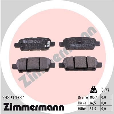 Otto Zimmermann 23871.138.1 Brake Pad Set, disc brake 238711381: Buy near me in Poland at 2407.PL - Good price!