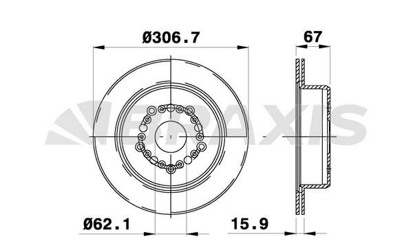 Braxis AE0764 Hintere belüftete Bremsscheibe AE0764: Kaufen Sie zu einem guten Preis in Polen bei 2407.PL!