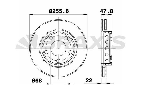Braxis AE0622 Rear ventilated brake disc AE0622: Buy near me in Poland at 2407.PL - Good price!