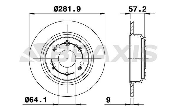 Braxis AE0609 Тормозной диск задний невентилируемый AE0609: Купить в Польше - Отличная цена на 2407.PL!