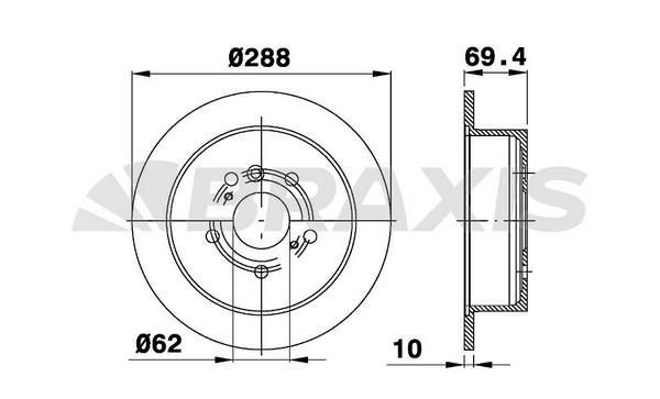 Braxis AE0581 Тормозной диск задний невентилируемый AE0581: Отличная цена - Купить в Польше на 2407.PL!