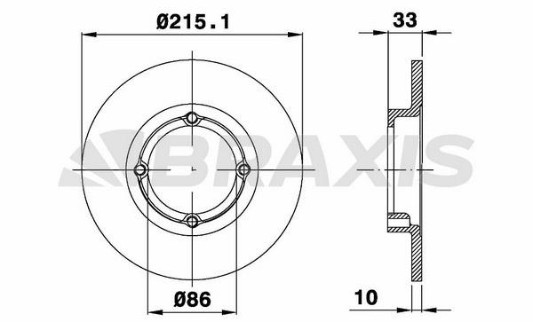 Braxis AE0577 Unventilated front brake disc AE0577: Buy near me at 2407.PL in Poland at an Affordable price!