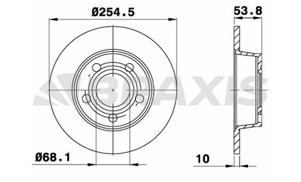 Braxis AE0564 Тормозной диск задний невентилируемый AE0564: Купить в Польше - Отличная цена на 2407.PL!