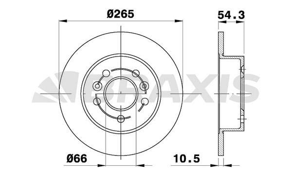 Braxis AE0517 Тормозной диск задний невентилируемый AE0517: Отличная цена - Купить в Польше на 2407.PL!