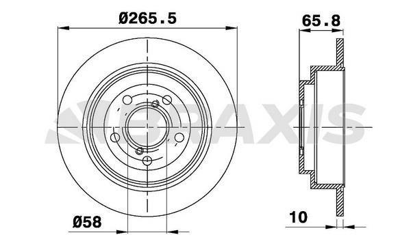 Braxis AE0493 Тормозной диск задний невентилируемый AE0493: Отличная цена - Купить в Польше на 2407.PL!
