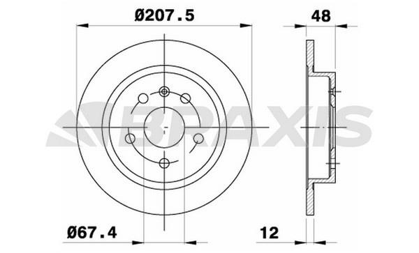 Braxis AE0370 Тормозной диск задний невентилируемый AE0370: Отличная цена - Купить в Польше на 2407.PL!
