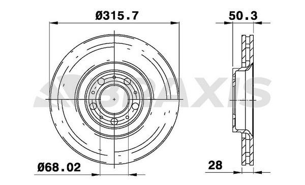 Braxis AE0365 Тормозной диск передний вентилируемый AE0365: Отличная цена - Купить в Польше на 2407.PL!