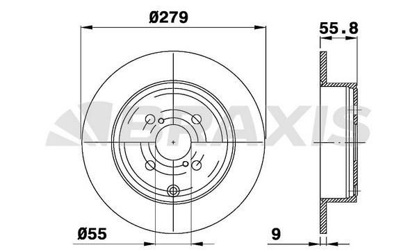 Braxis AE0364 Тормозной диск задний невентилируемый AE0364: Купить в Польше - Отличная цена на 2407.PL!