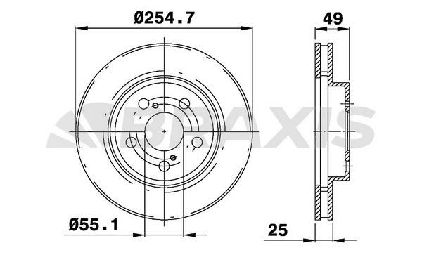 Braxis AE0360 Тормозной диск передний вентилируемый AE0360: Отличная цена - Купить в Польше на 2407.PL!