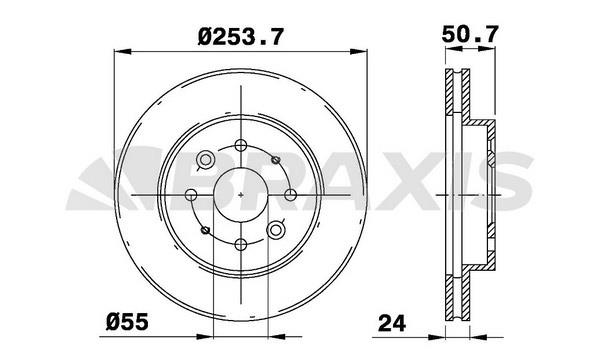Braxis AE0343 Тормозной диск передний вентилируемый AE0343: Отличная цена - Купить в Польше на 2407.PL!