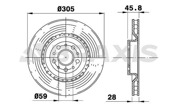 Braxis AE0325 Front brake disc ventilated AE0325: Buy near me in Poland at 2407.PL - Good price!