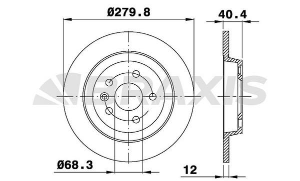 Braxis AE0318 Rear brake disc, non-ventilated AE0318: Buy near me in Poland at 2407.PL - Good price!