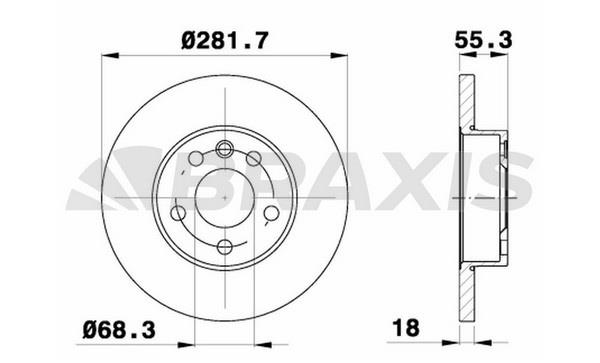 Braxis AE0309 Тормозной диск передний невентилируемый AE0309: Отличная цена - Купить в Польше на 2407.PL!