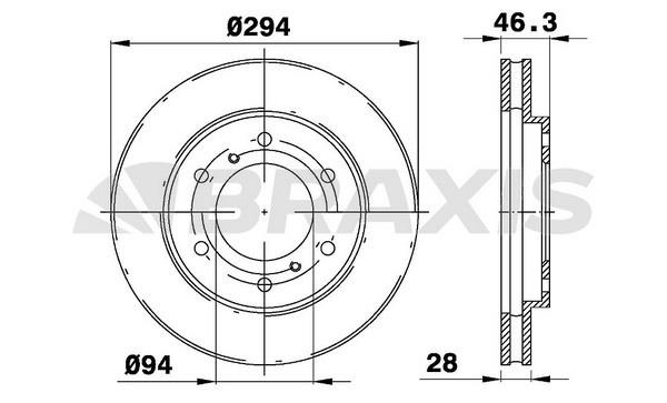 Braxis AE0294 Тормозной диск передний вентилируемый AE0294: Отличная цена - Купить в Польше на 2407.PL!