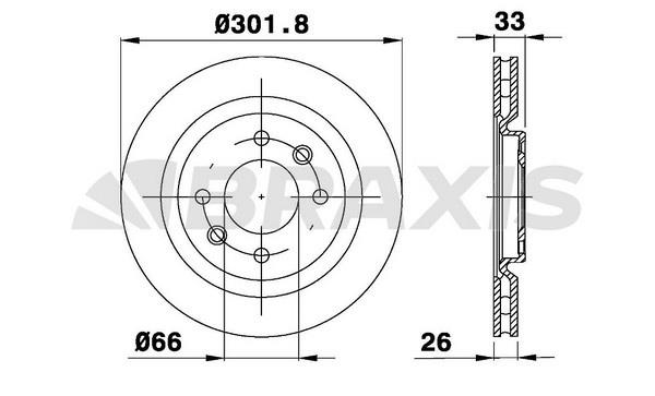 Braxis AE0273 Front brake disc ventilated AE0273: Buy near me in Poland at 2407.PL - Good price!