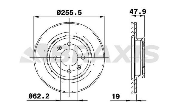 Braxis AE0228 Тормозной диск передний вентилируемый AE0228: Отличная цена - Купить в Польше на 2407.PL!