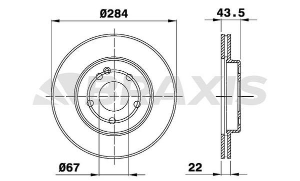 Braxis AE0216 Front brake disc ventilated AE0216: Buy near me in Poland at 2407.PL - Good price!