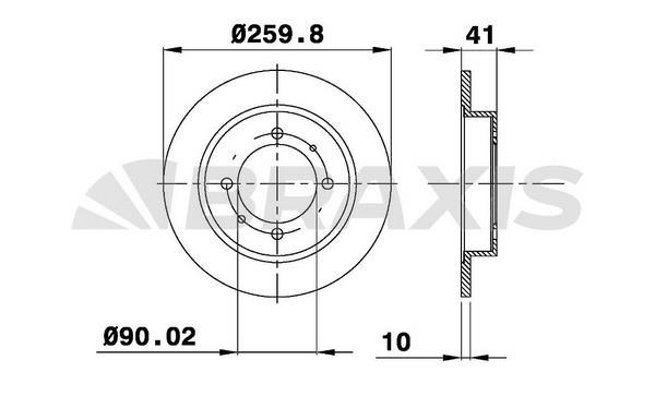 Braxis AE0208 Тормозной диск задний невентилируемый AE0208: Отличная цена - Купить в Польше на 2407.PL!