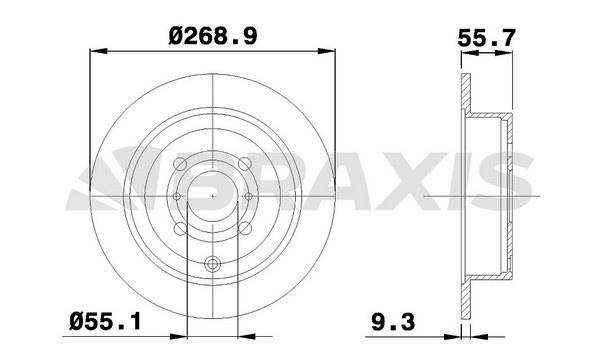 Braxis AE0163 Тормозной диск задний невентилируемый AE0163: Отличная цена - Купить в Польше на 2407.PL!
