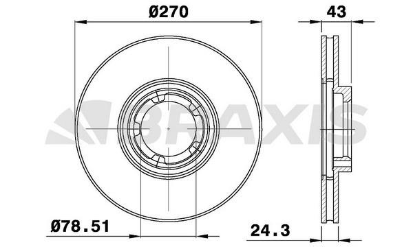 Braxis AE0157 Тормозной диск передний вентилируемый AE0157: Отличная цена - Купить в Польше на 2407.PL!
