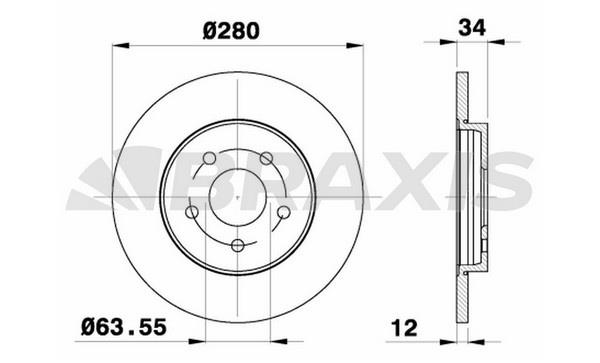 Braxis AE0136 Тормозной диск задний невентилируемый AE0136: Отличная цена - Купить в Польше на 2407.PL!
