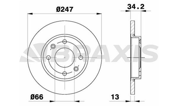 Braxis AE0133 Тормозной диск передний невентилируемый AE0133: Отличная цена - Купить в Польше на 2407.PL!