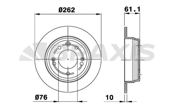 Braxis AE0129 Rear brake disc, non-ventilated AE0129: Buy near me in Poland at 2407.PL - Good price!