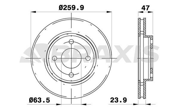 Braxis AE0116 Тормозной диск передний вентилируемый AE0116: Отличная цена - Купить в Польше на 2407.PL!