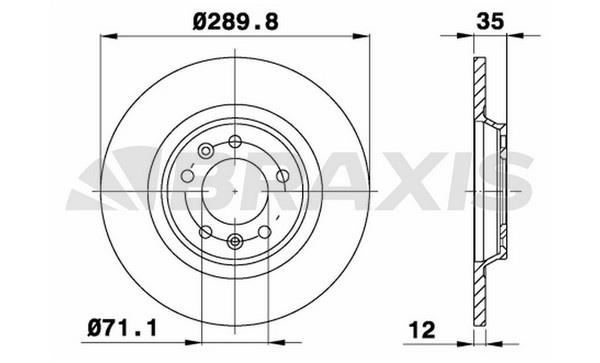 Braxis AE0115 Тормозной диск задний невентилируемый AE0115: Купить в Польше - Отличная цена на 2407.PL!