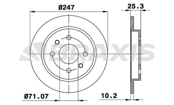 Braxis AE0097 Тормозной диск задний невентилируемый AE0097: Отличная цена - Купить в Польше на 2407.PL!