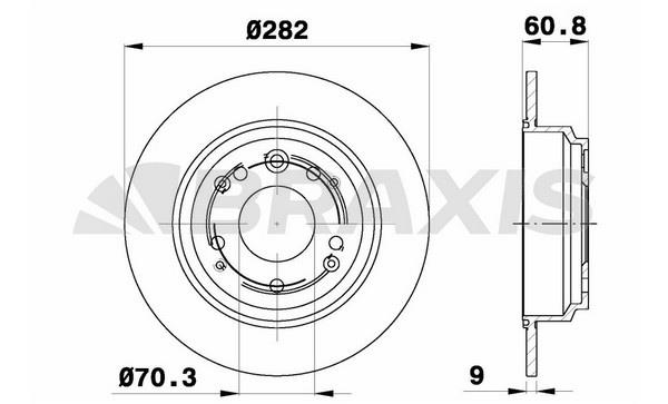 Braxis AE0005 Тормозной диск задний невентилируемый AE0005: Отличная цена - Купить в Польше на 2407.PL!