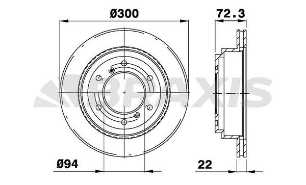 Braxis AD1023 Тормозной диск задний вентилируемый AD1023: Отличная цена - Купить в Польше на 2407.PL!