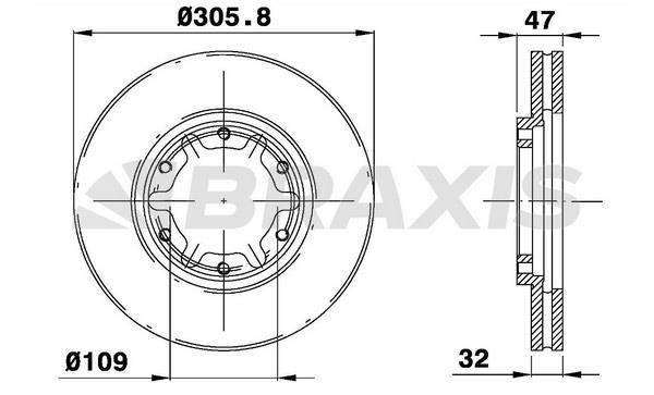 Braxis AD1000 Тормозной диск передний вентилируемый AD1000: Отличная цена - Купить в Польше на 2407.PL!
