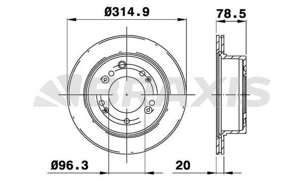 Braxis AD0998 Brake disc AD0998: Buy near me in Poland at 2407.PL - Good price!